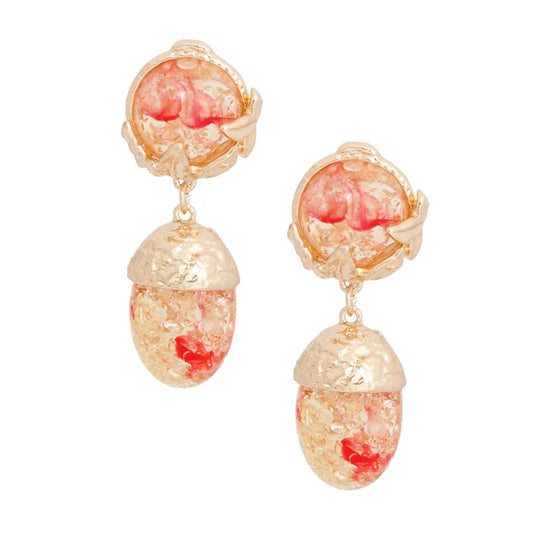 Drop pink gold medium statement earrings
