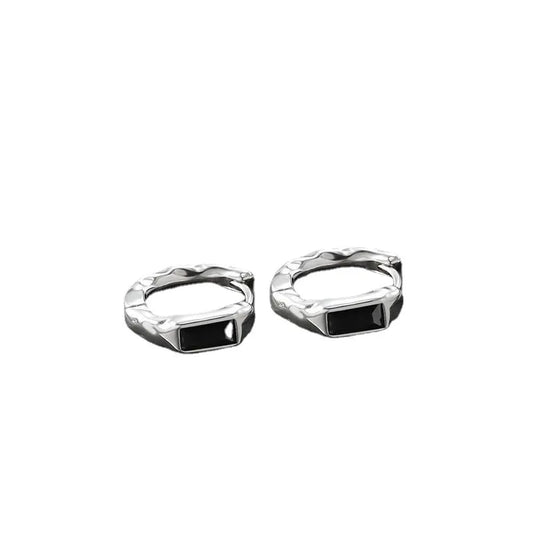 Men’s Silver geometric plate earrings