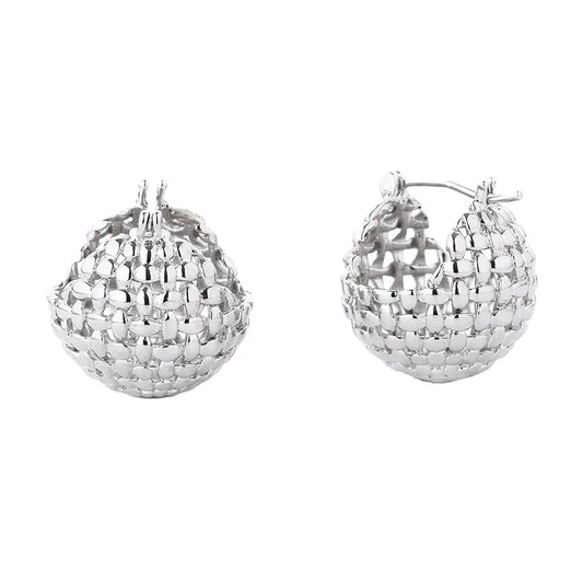 White gold basket earrings
